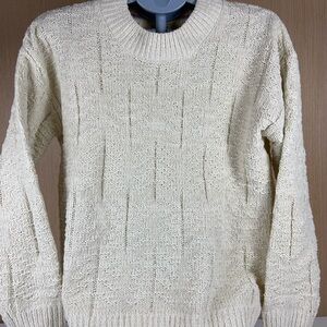 Weatherproof Vintage Cream Textured Knit Crewneck Sweater Size L NWT